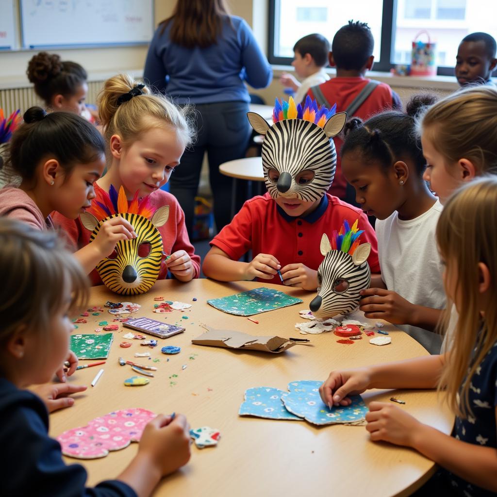 African Mask Making KS1: Children Creating Animal Masks