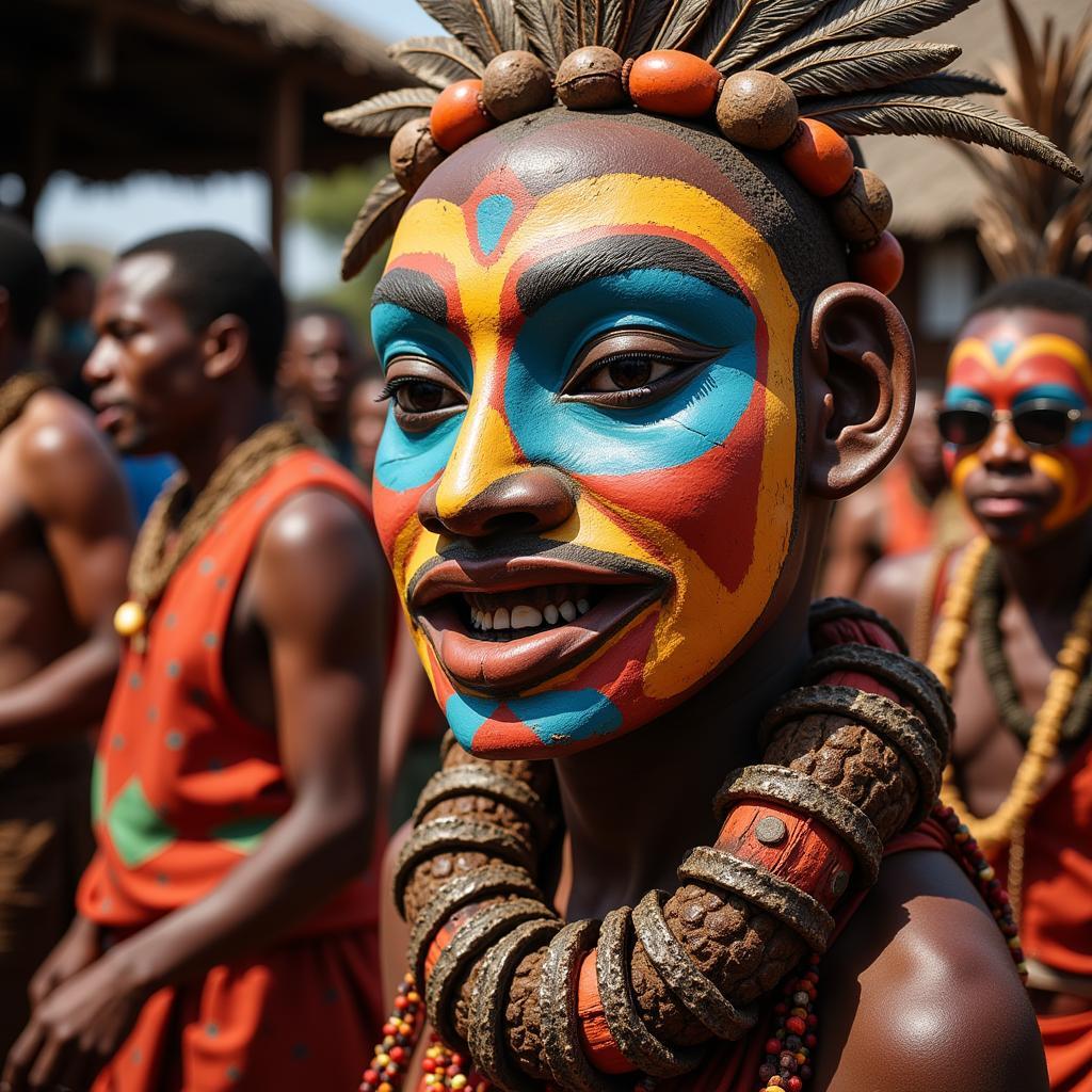 African Mask Used in Ritual Ceremony