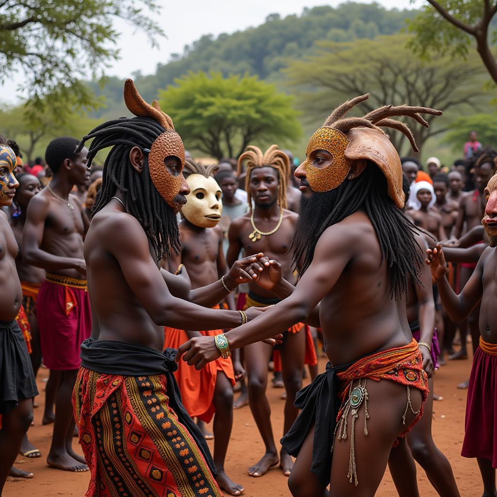 African Mask Ritual Ceremony