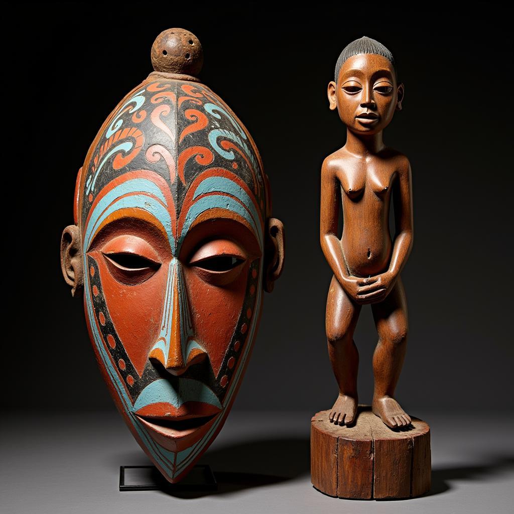 African Mask and Sculpture Representing Traditional Art