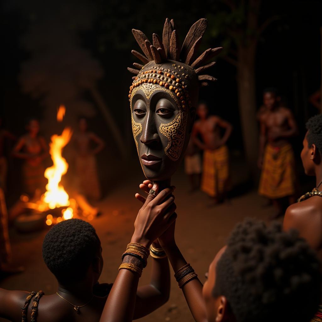 African Mask Used in Spiritual Ritual