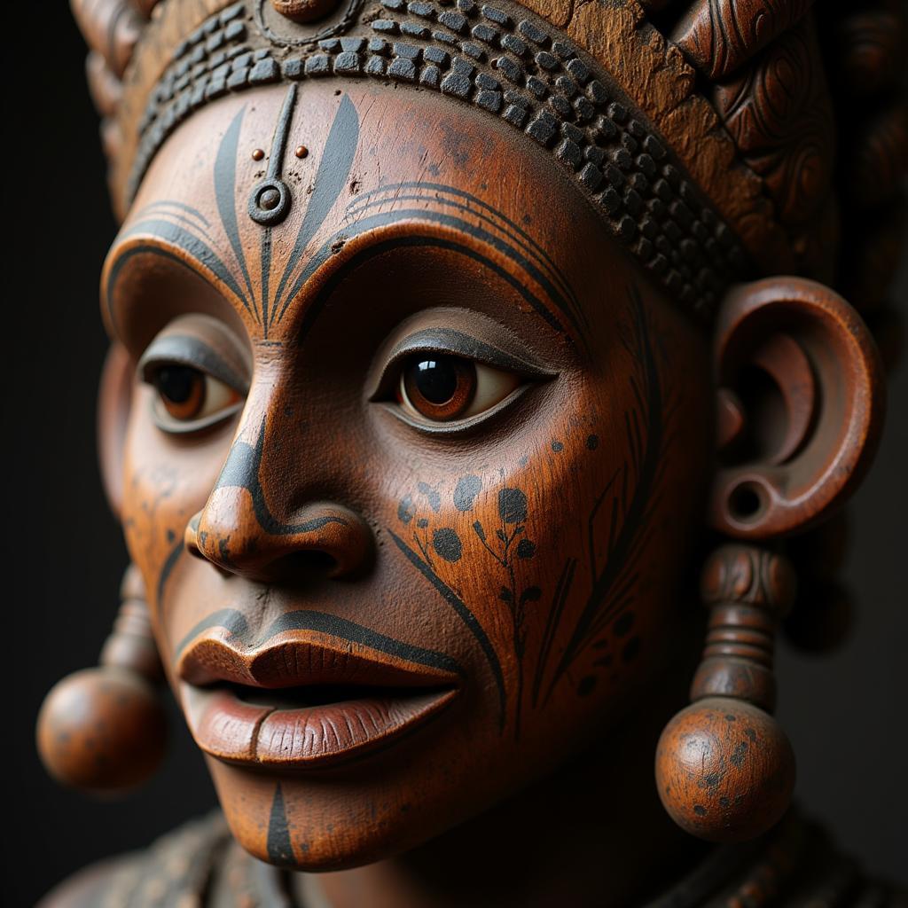 Intricate African Mask Representing Tribal Art