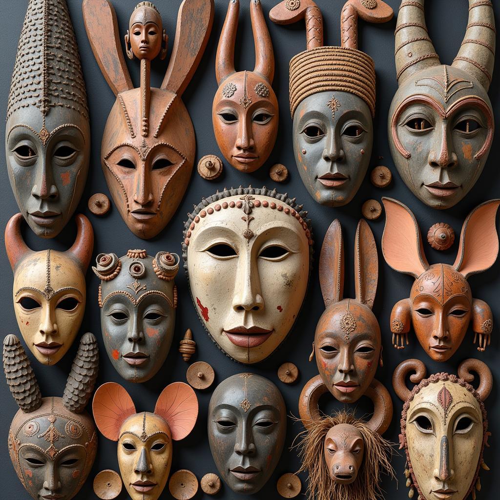 Variety of African Mask Styles