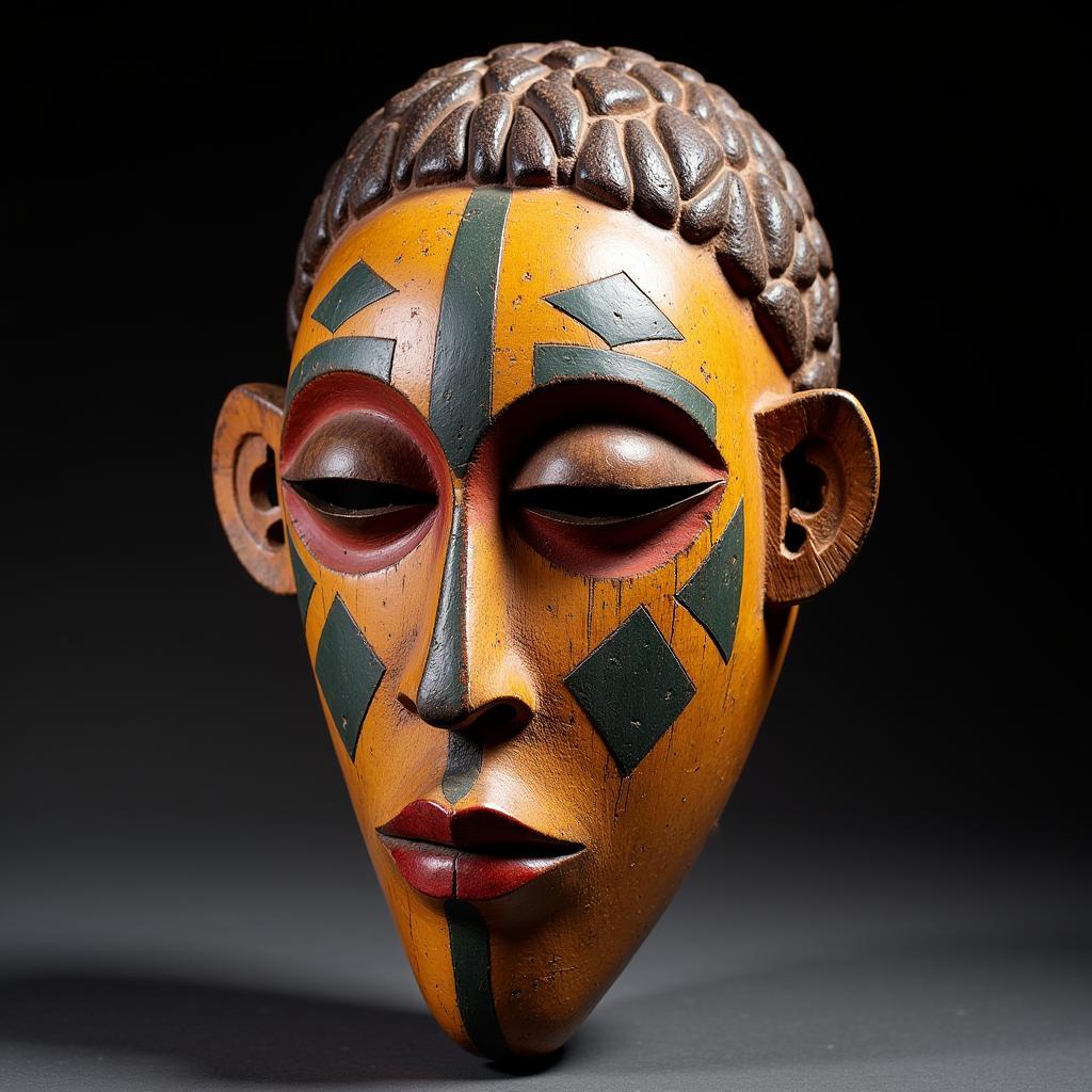 An African mask showcasing vibrant colors derived from natural pigments