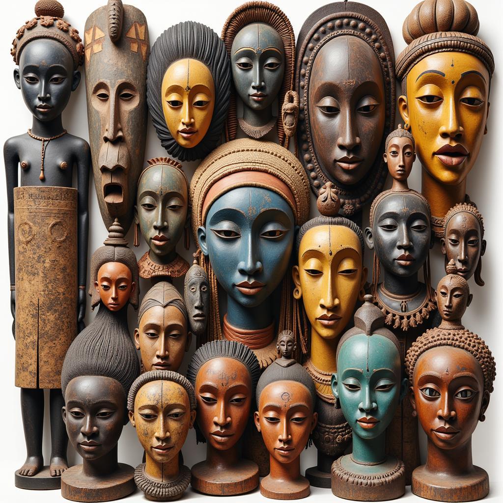 Intricate African Masks and Sculptures