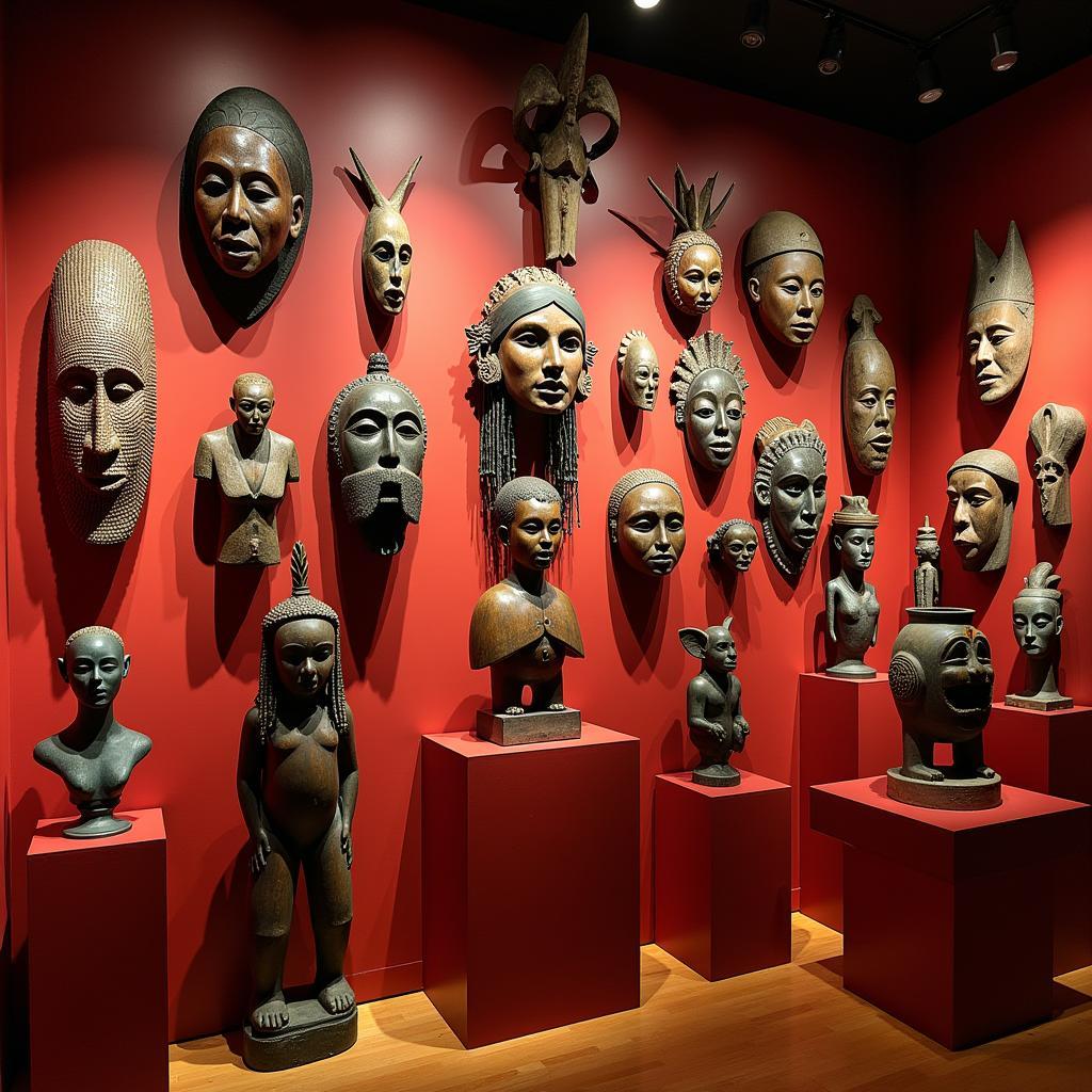 African Masks and Sculptures on Display in a Houston Gallery