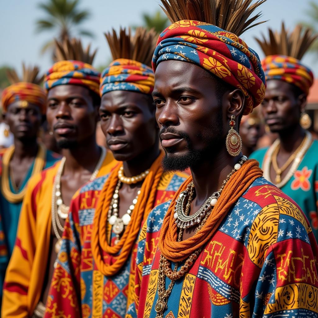 African Men in Traditional Attire showcasing cultural flamboyance