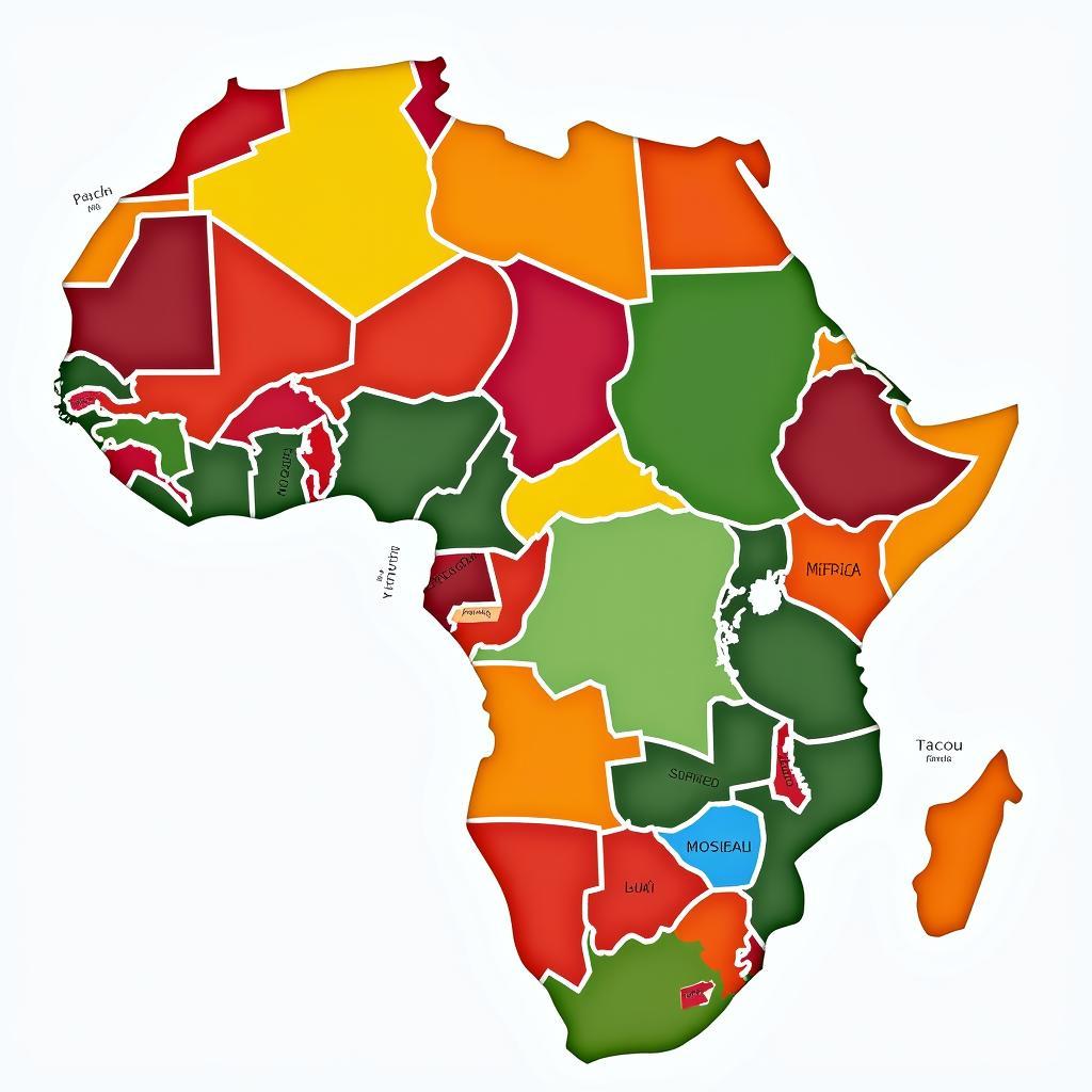 Map of Africa with Country Phone Codes Highlighted