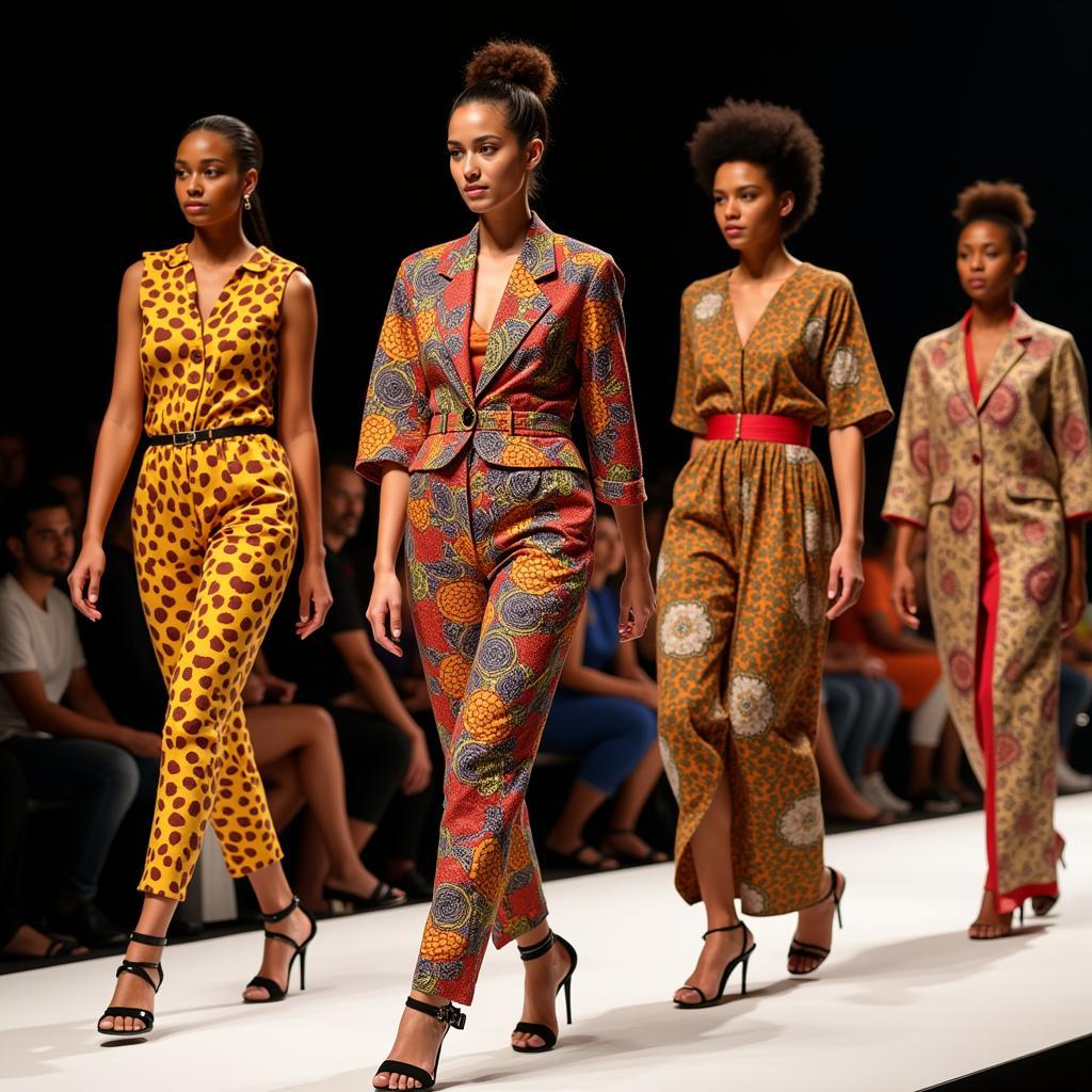 Models showcasing African Print Designs on a Runway