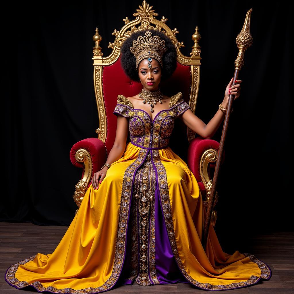 African Queen in Regal Attire for Fancy Dress ID