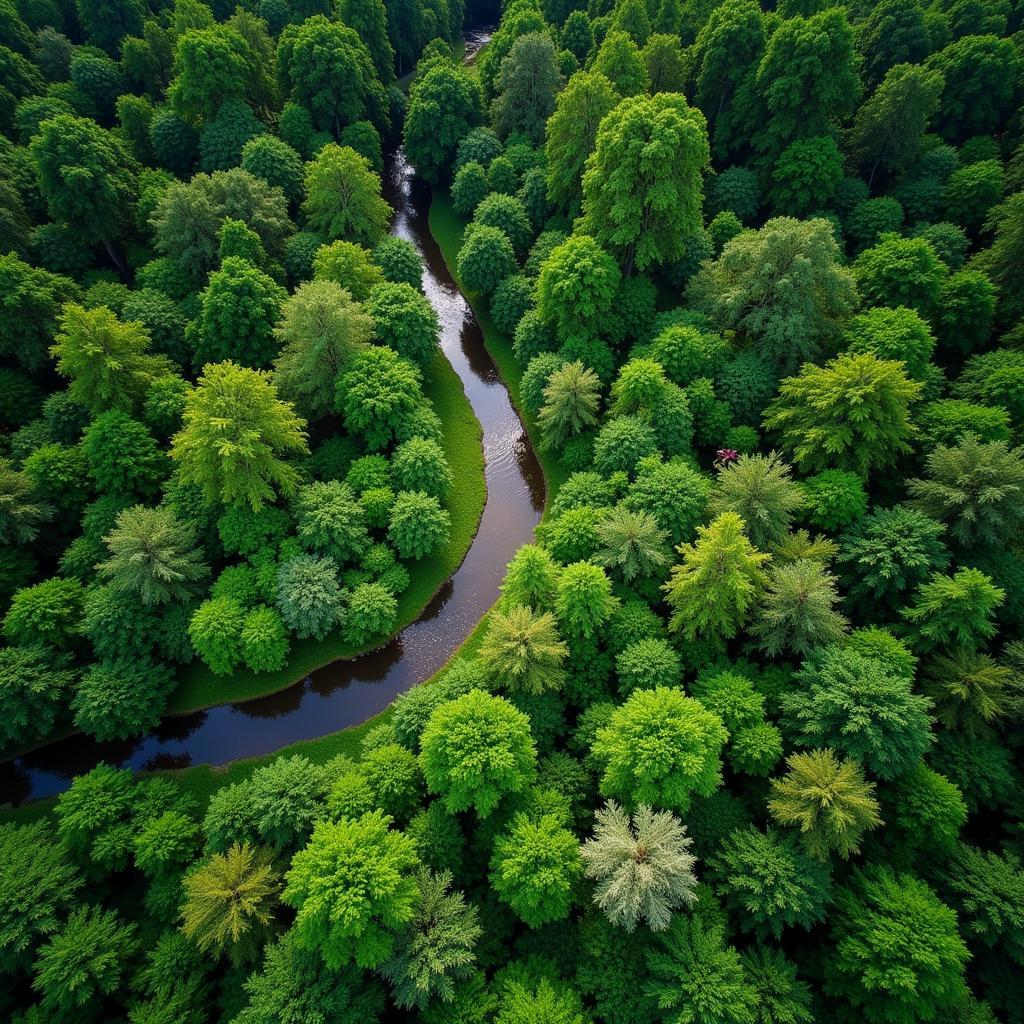 Aerial View of African Rainforest Biodiversity