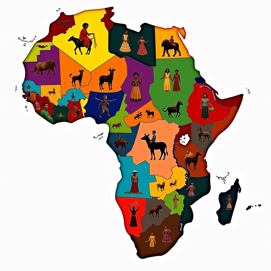 African Republic Map Showing Cultural Diversity