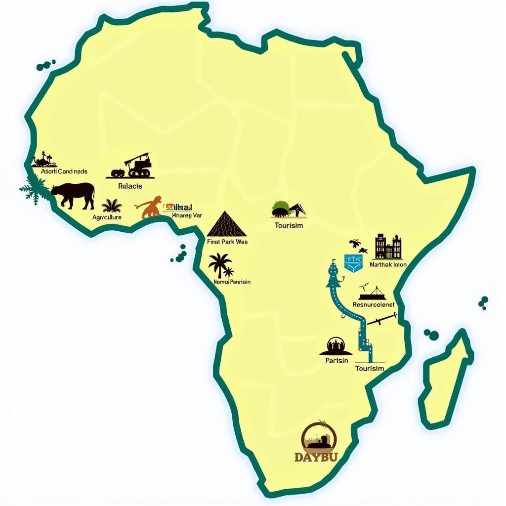 African Republic Map Showing Economic Activities