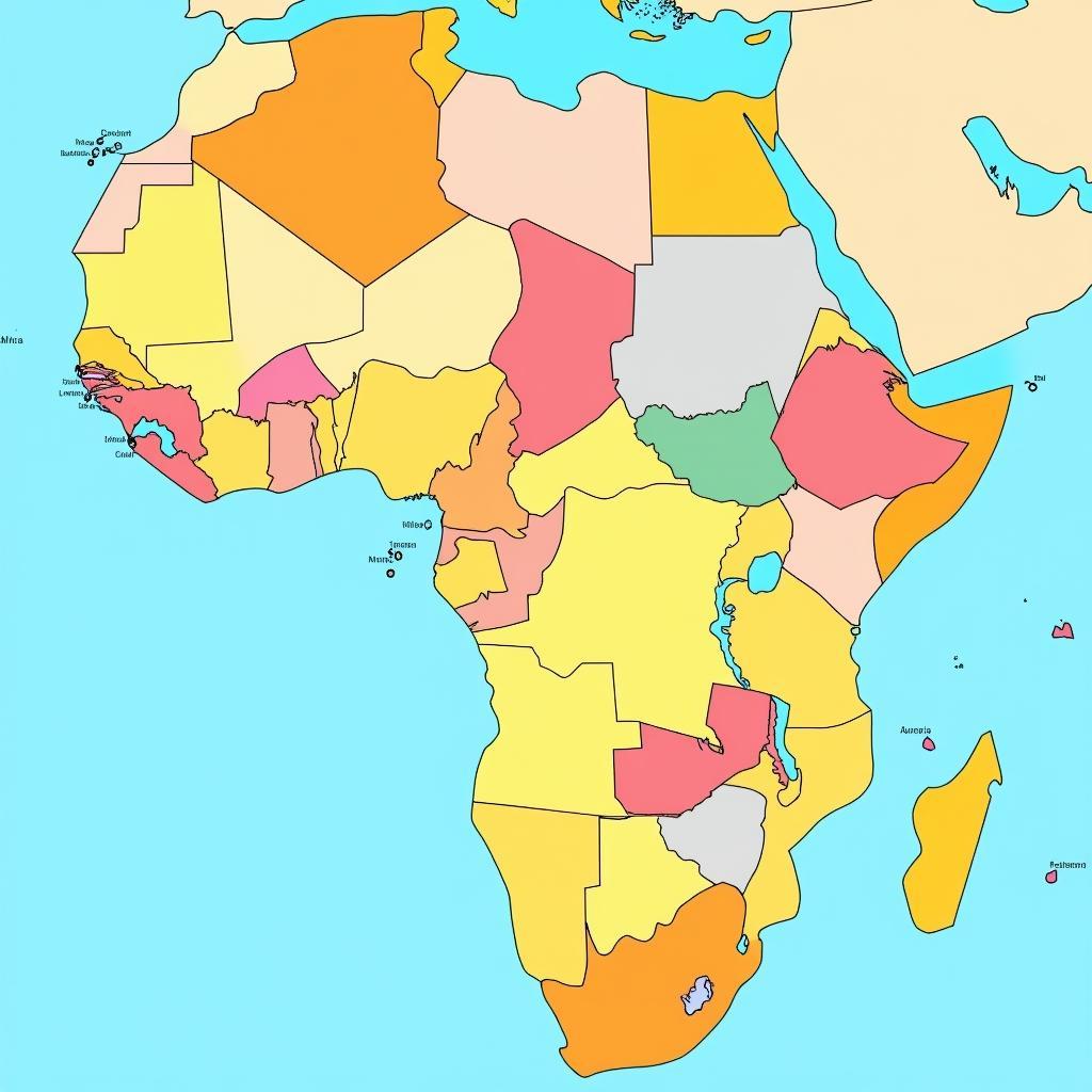 African Republic Map with Political Boundaries Clearly Marked