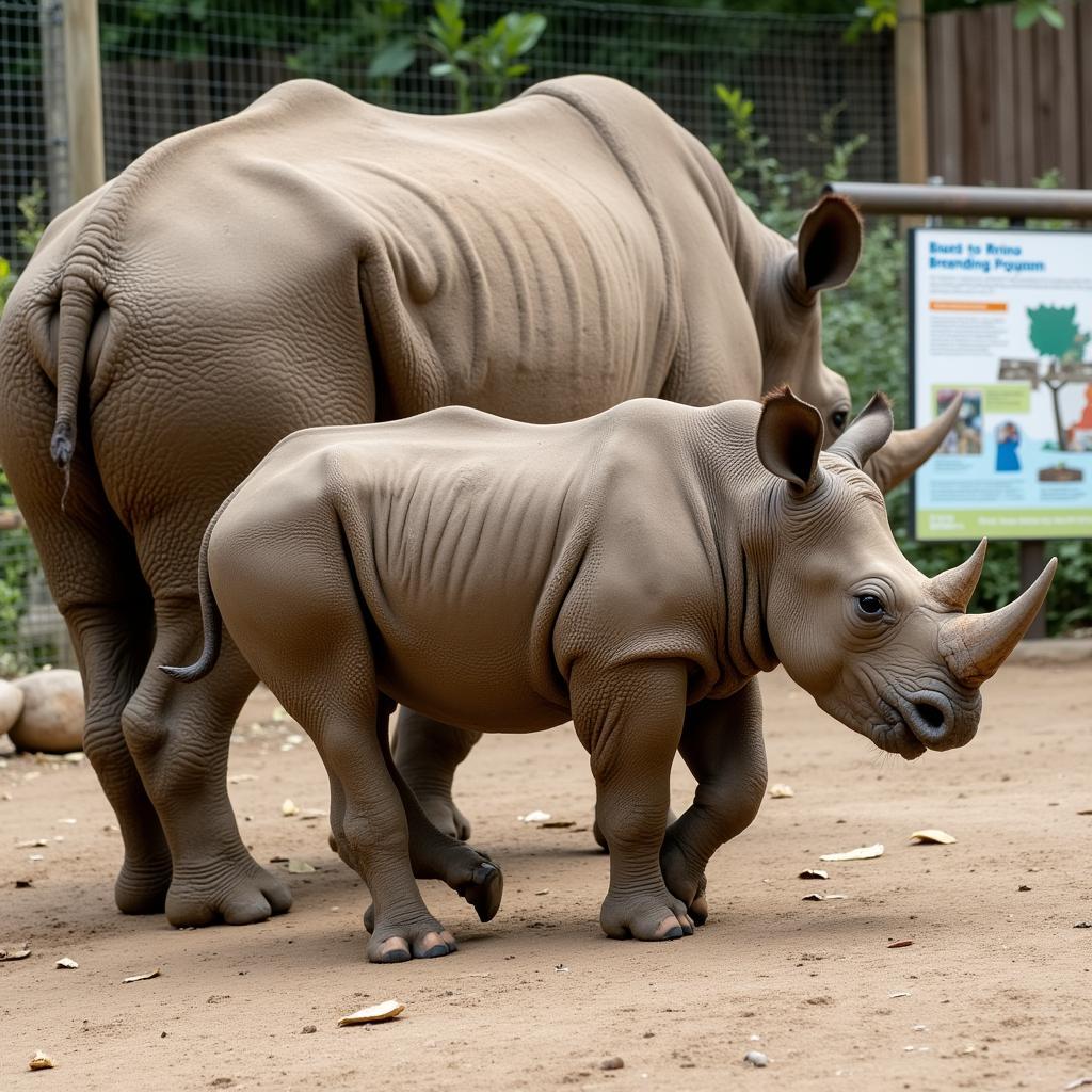 African Rhino Calf in Zoo Breeding Program