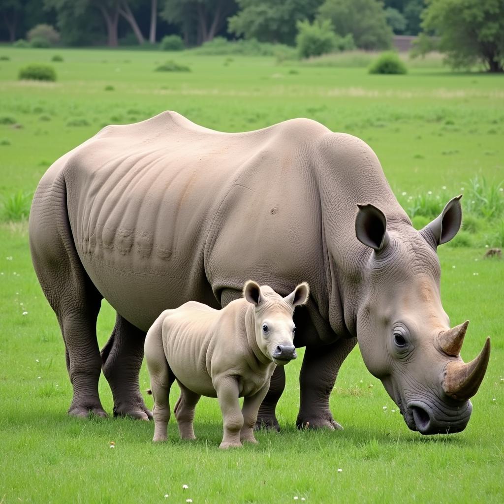 African Rhino with Calf