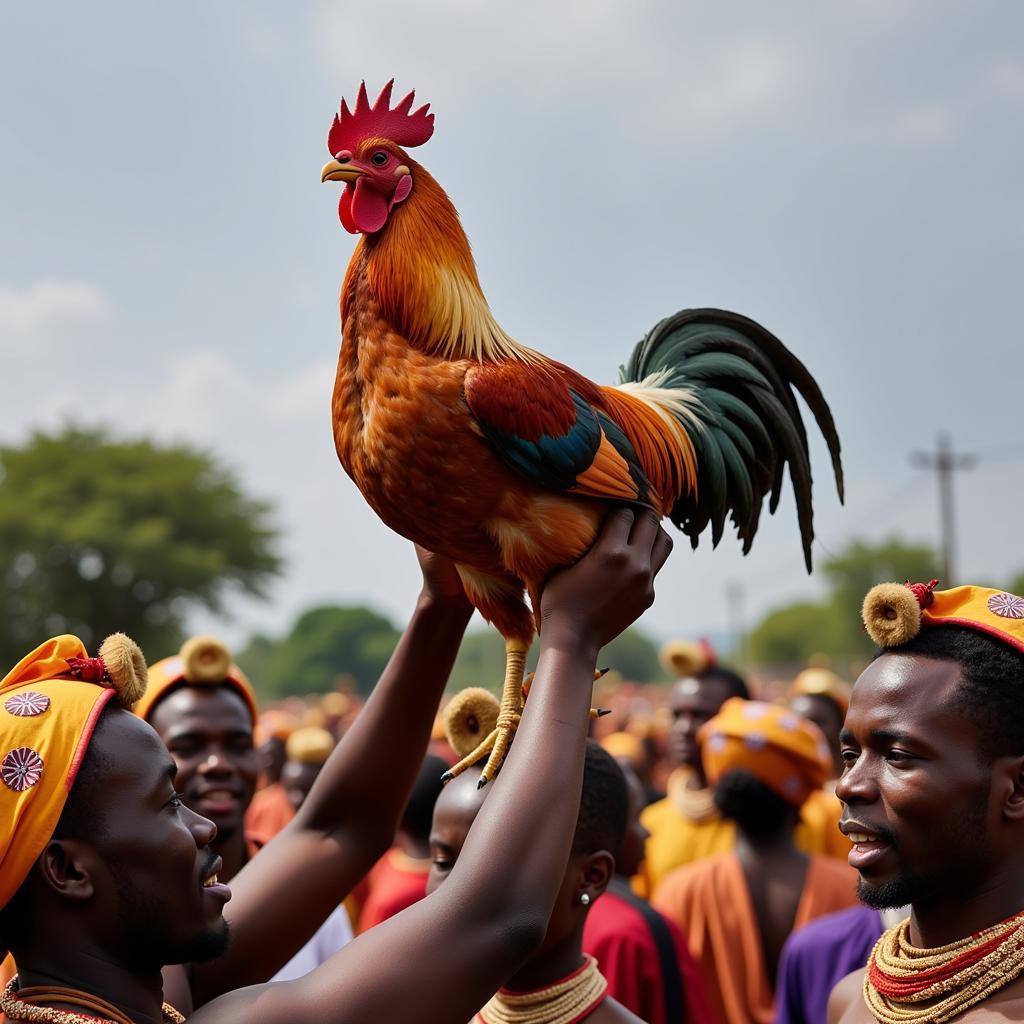 African Rooster in Traditional Ceremony