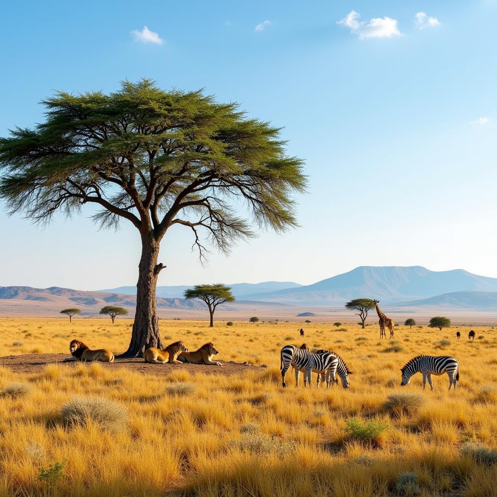 African Savanna Wildlife Panorama