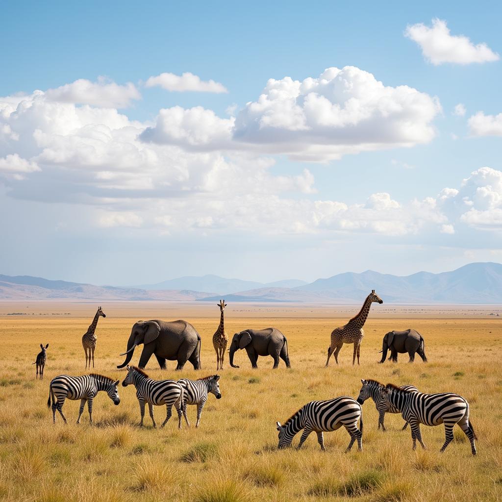 Diverse Wildlife Roaming the African Savanna