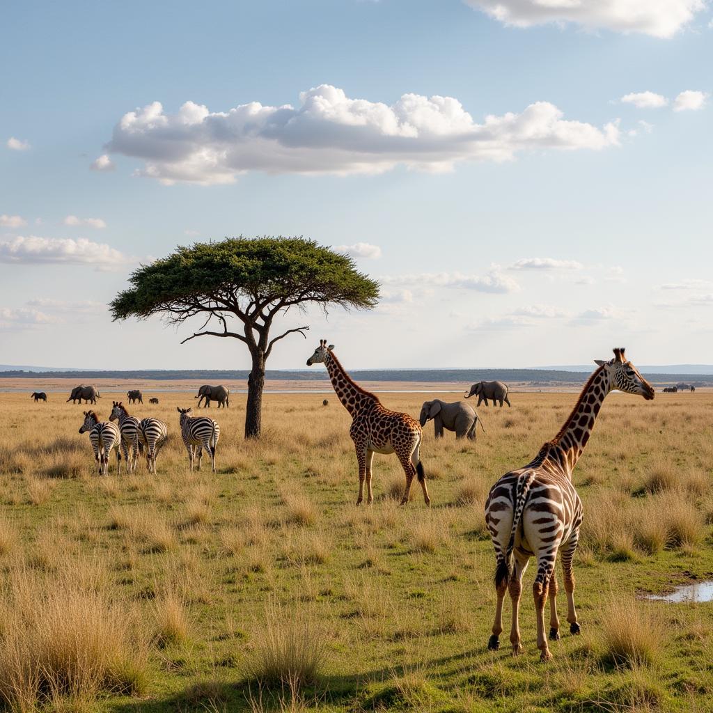 African Savanna Wildlife Panorama