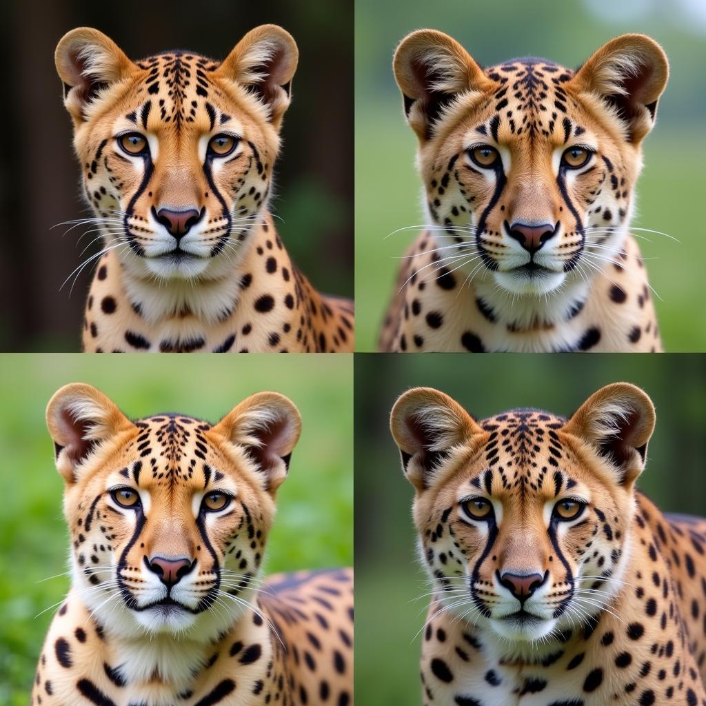 Comparison of Different African Savannah Cat Species: Cheetah, Lion, Leopard, and Caracal