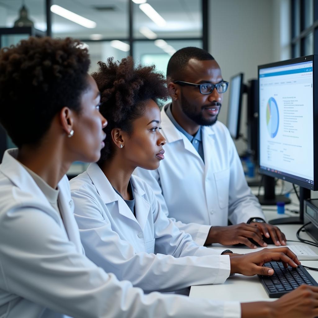 African Scientists Collaborating in a Lab