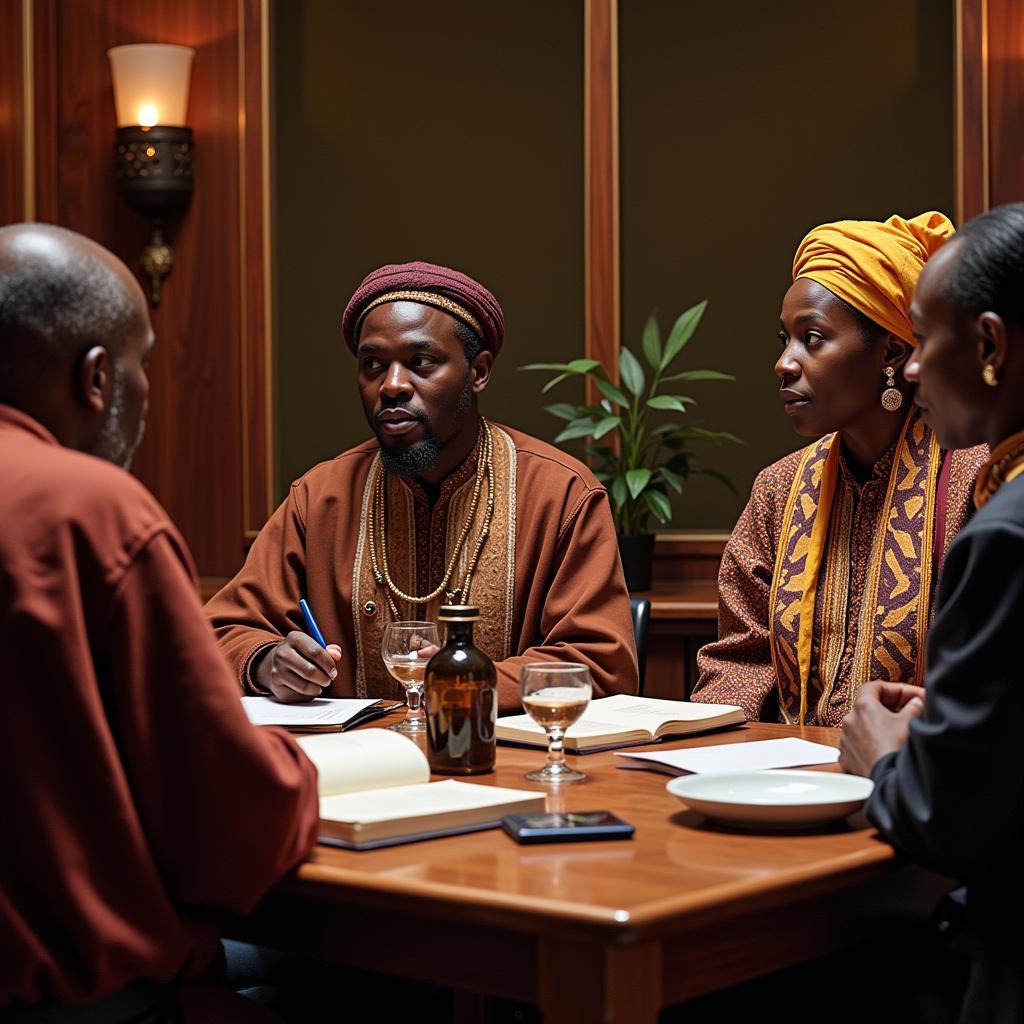 African Spiritual Leaders and Scholars Discussing Cultural Preservation