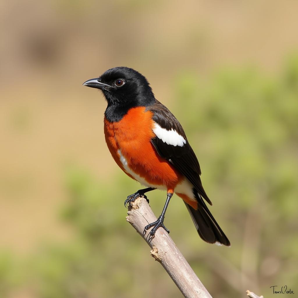 Male African Stonechat Perched on a Branch