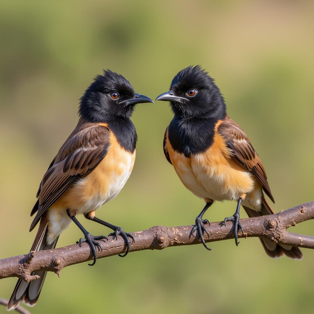 Pair of African Stonechats on a Branch