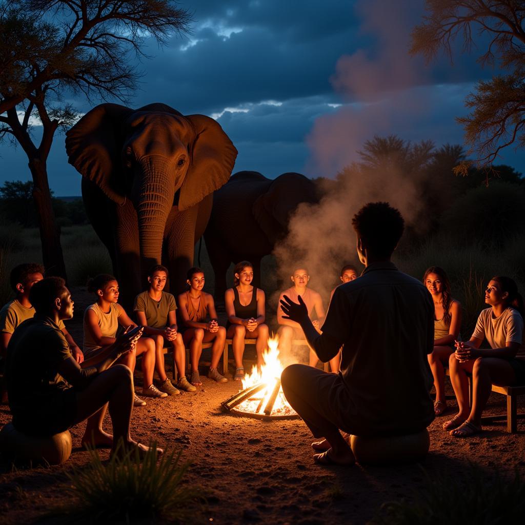 African Storyteller Sharing Elephant Tales