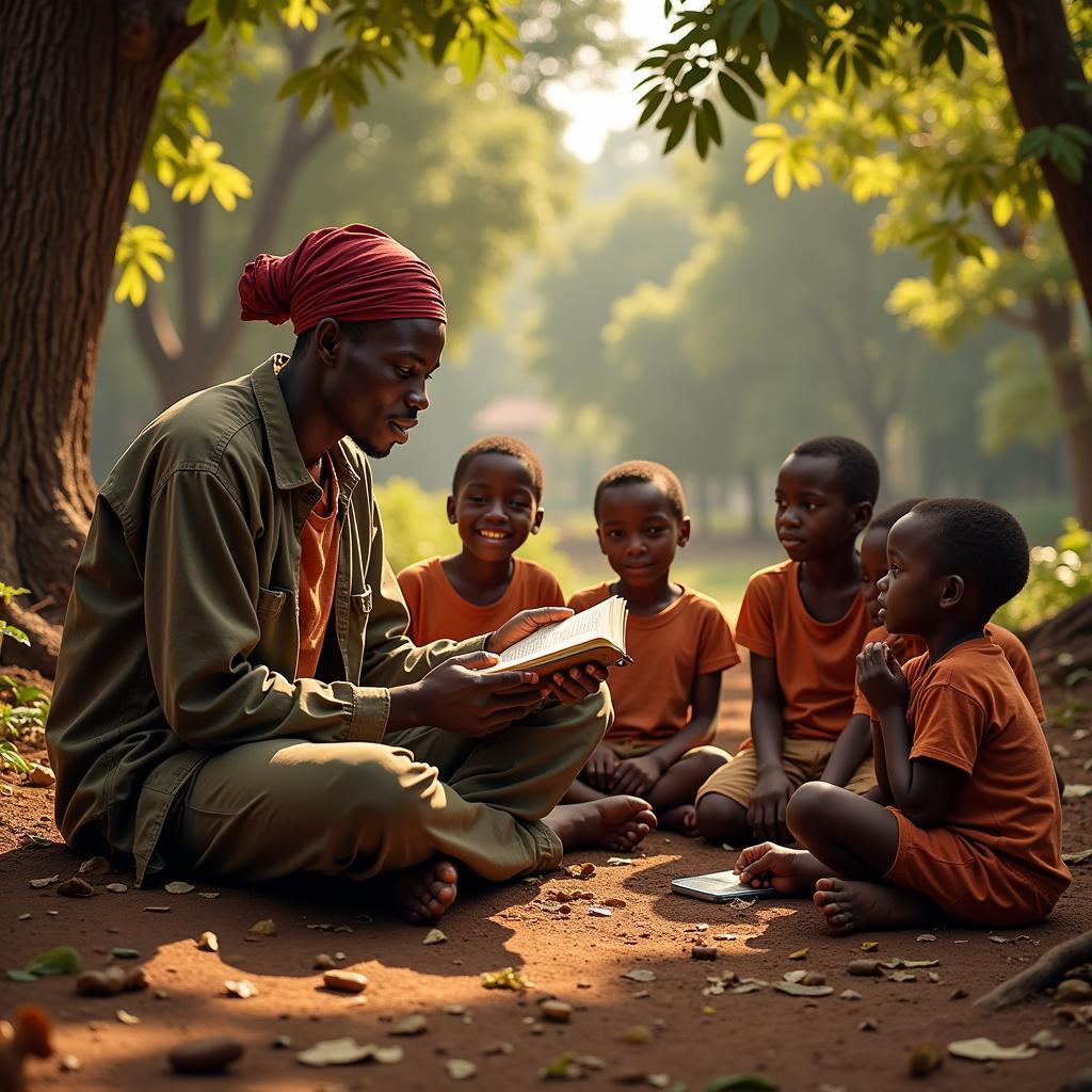 African Storyteller Sharing Tales