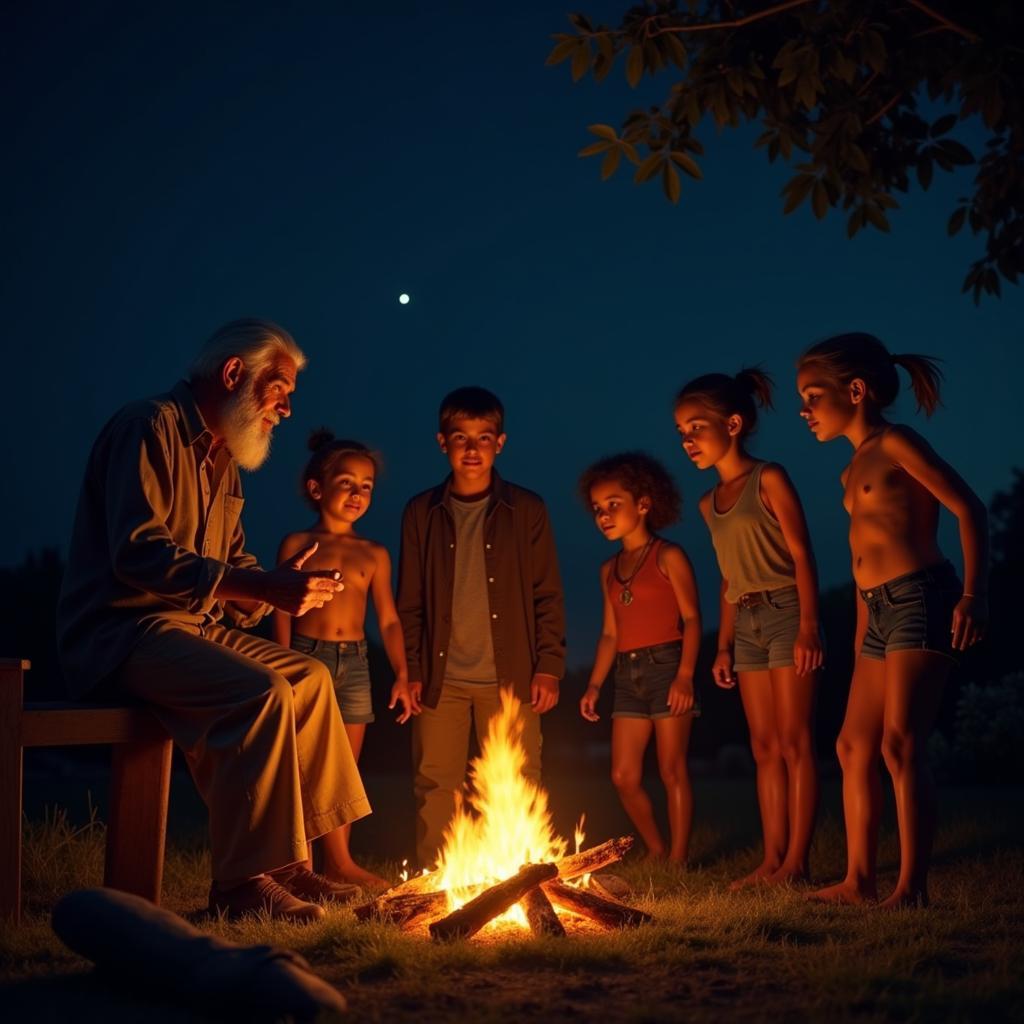 African Storytelling Around a Fire