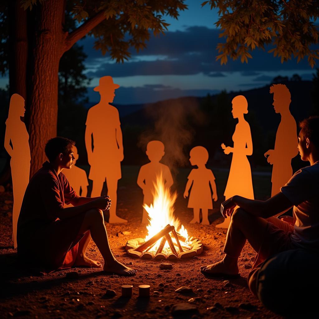 African Storytelling Circle with Paper Cutouts