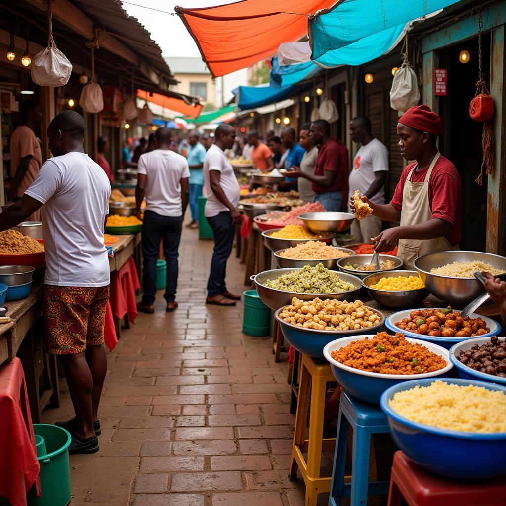 Diverse African Street Food Vendors