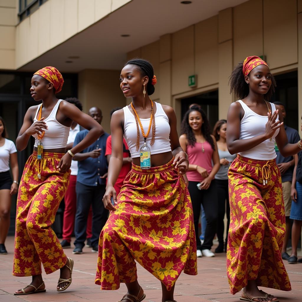 African students performing at a cultural event in HPU Shimla