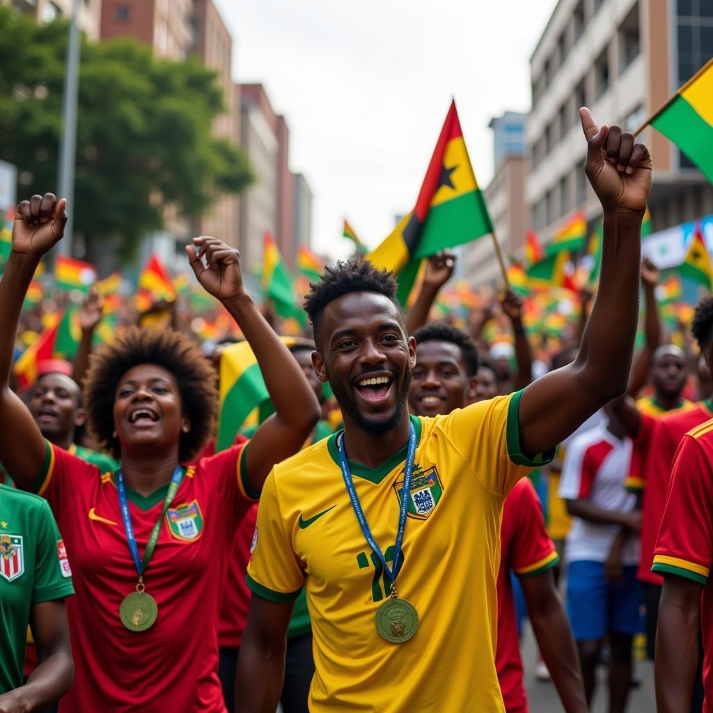 African Teams Celebrating World Cup Qualification