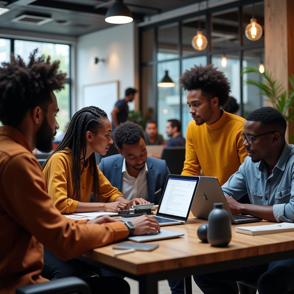 African Tech Startup Team Collaborating on a Project