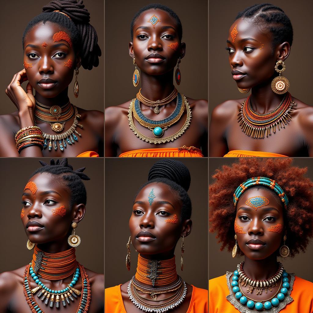 Traditional African jewelry and makeup