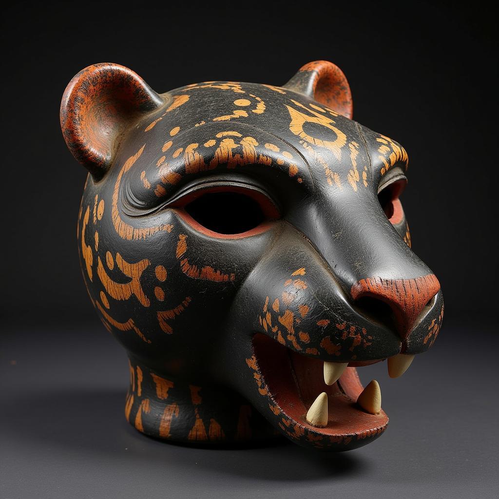 African Tribal Mask Depicting a Black Jaguar