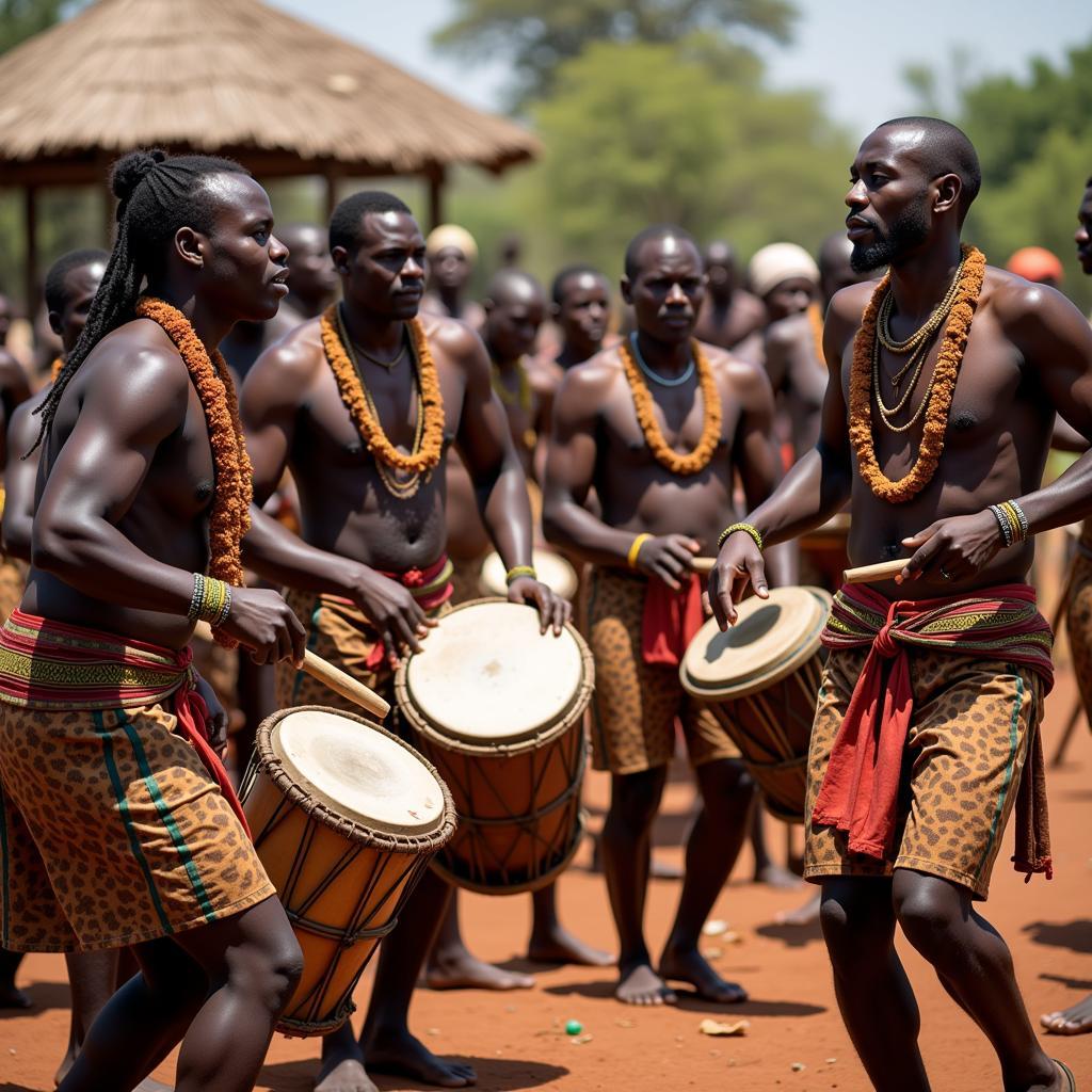 African Tribal Music Performance with Drums and Dance