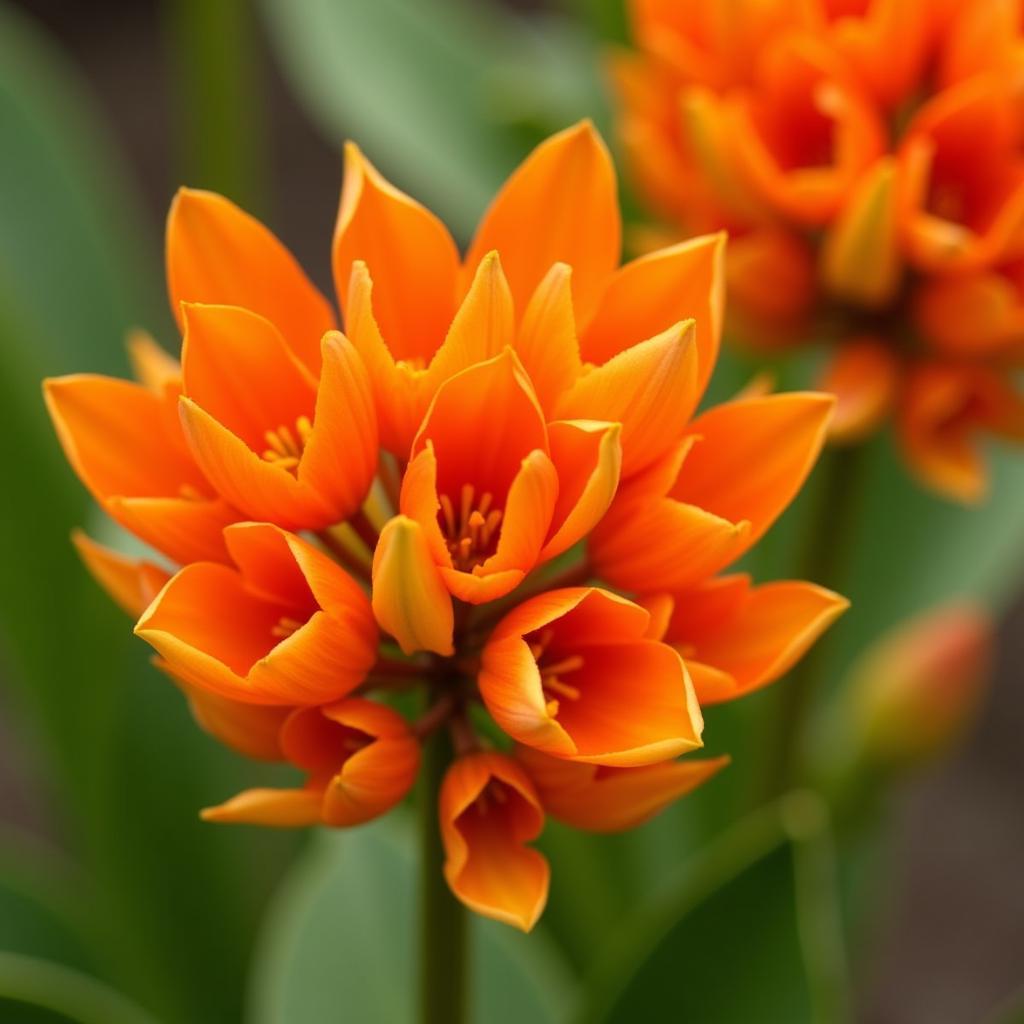 Close-up of vibrant orange African tulip tree flowers in full bloom