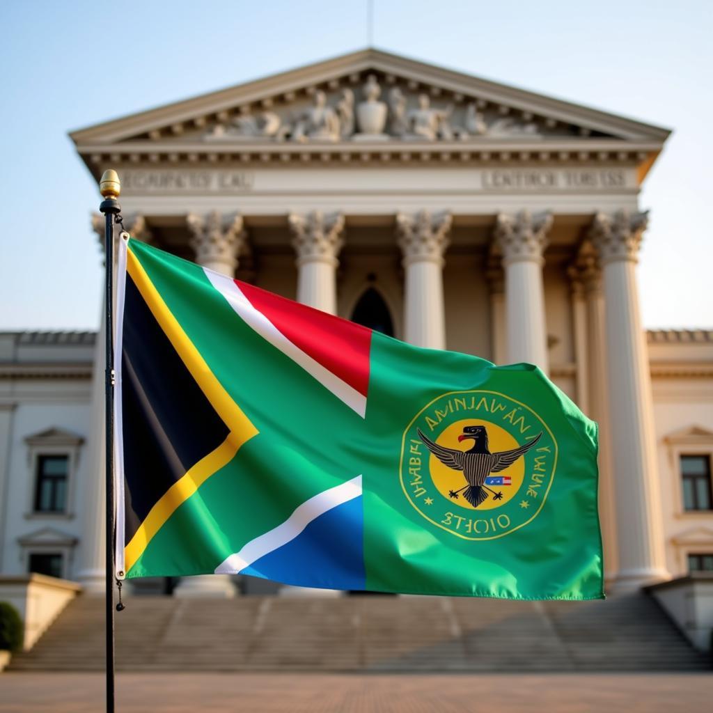 African Union Flag and ICJ Building