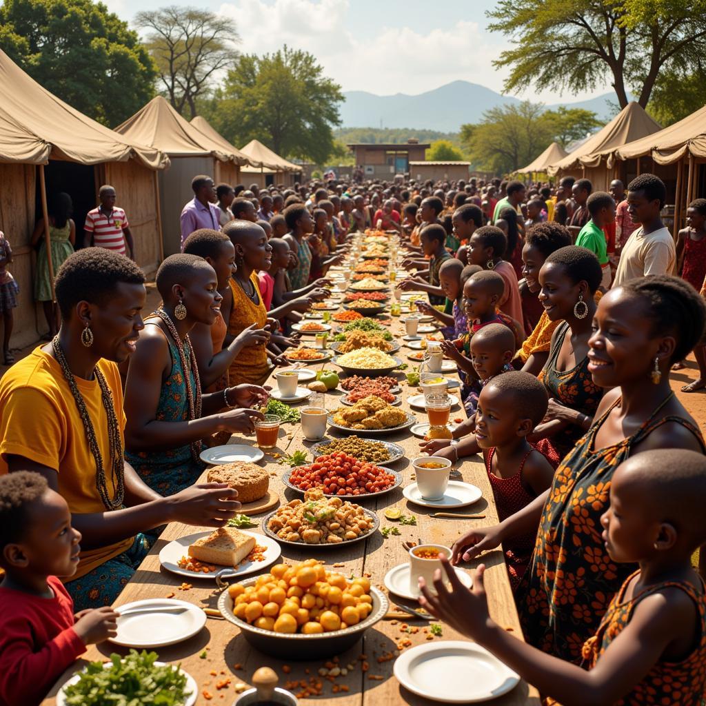 African Village Celebration with Food