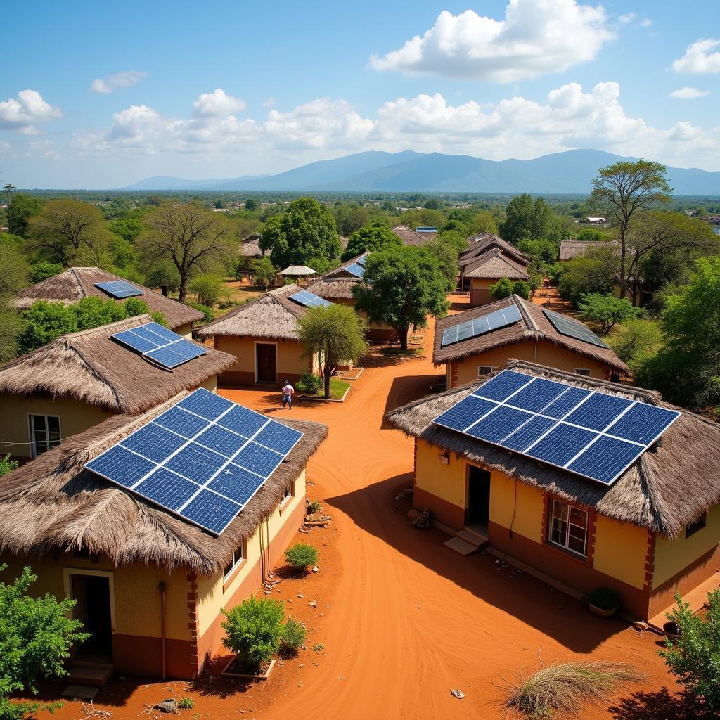 African Village with Solar Panels