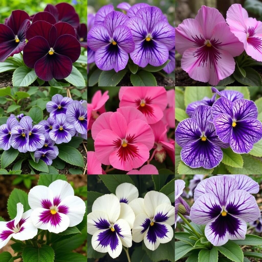 Various African Violet Varieties: Diverse Colors and Leaf Shapes