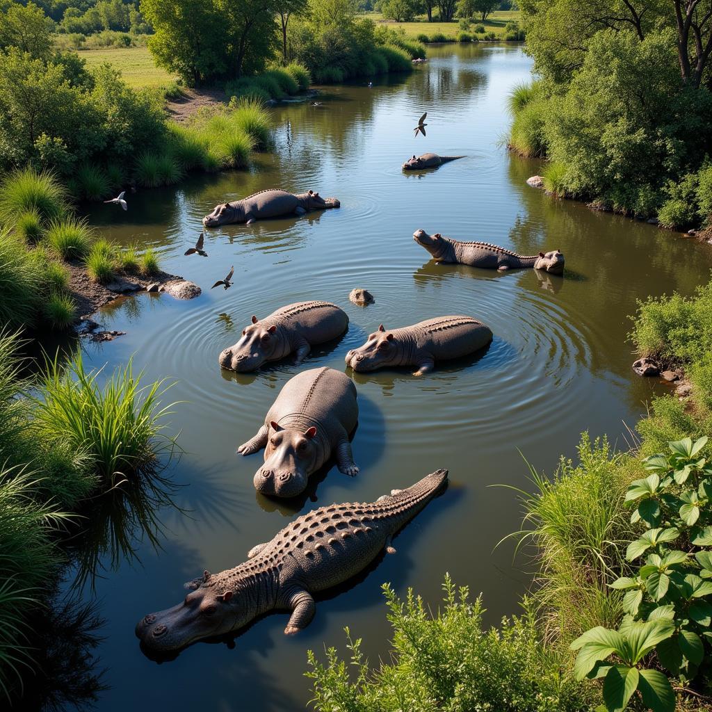 African Wetlands: Hippos and Crocodiles