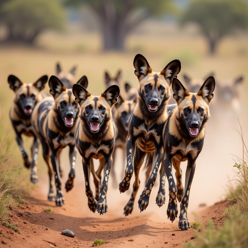 African Wild Dog Pack Hunting