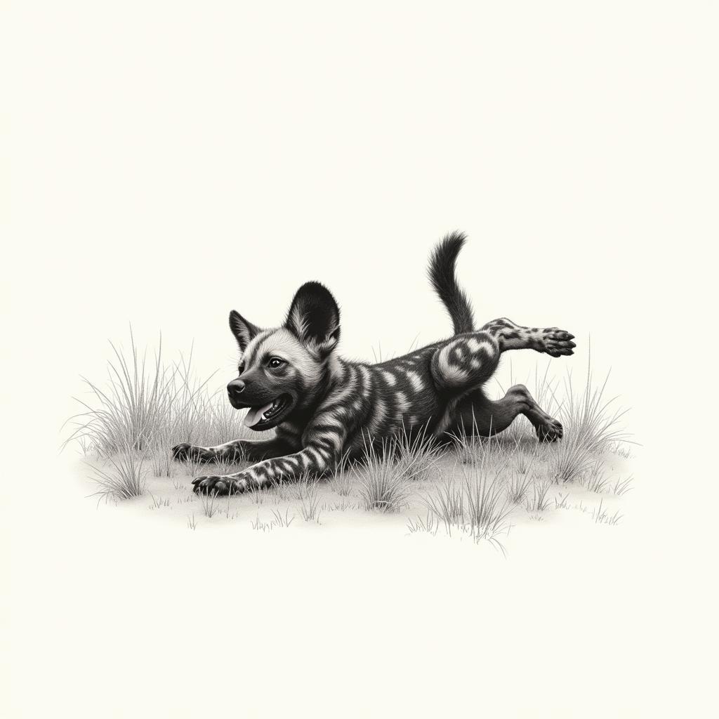 African Wild Dog Pup Playing