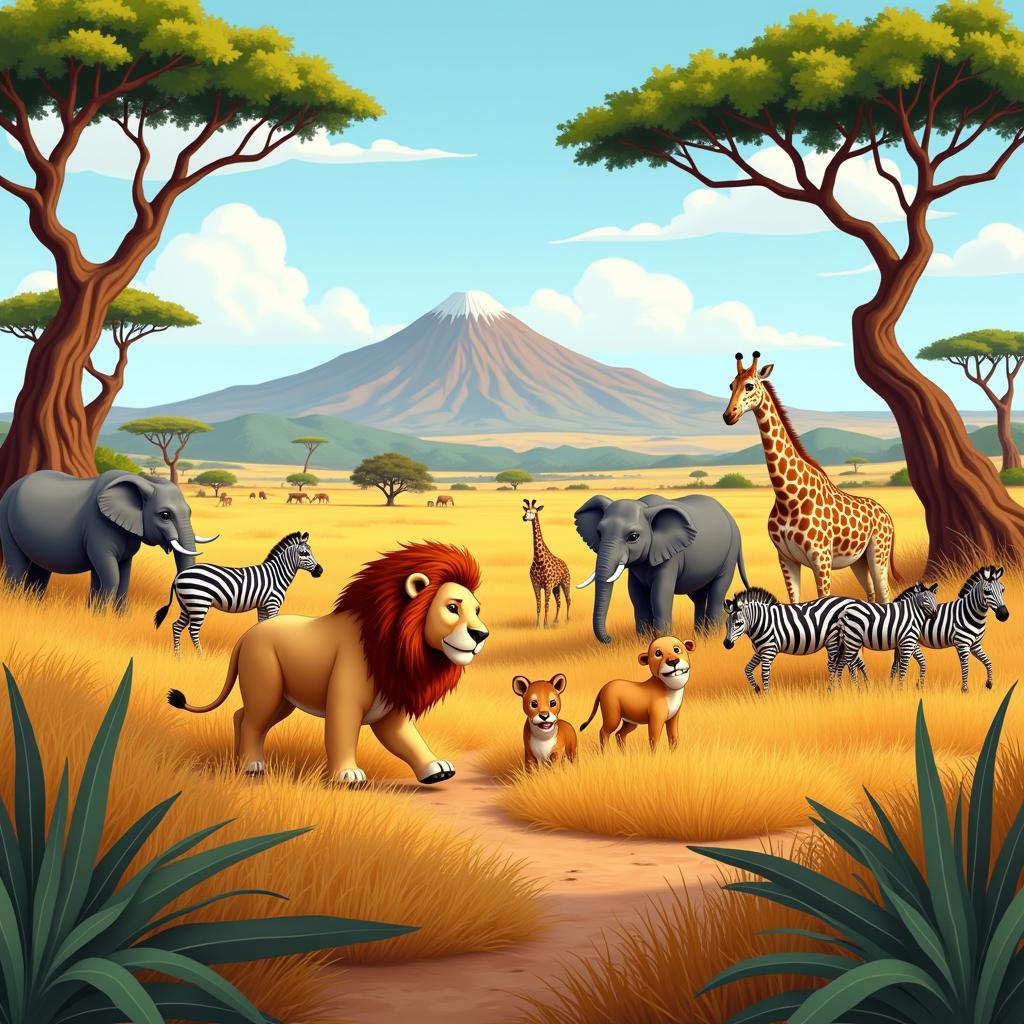 African Wildlife in Cartoon Form