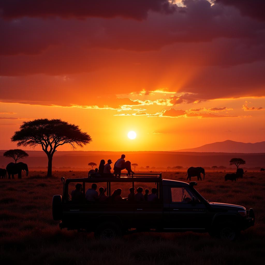 African Wildlife Safari at Sunset